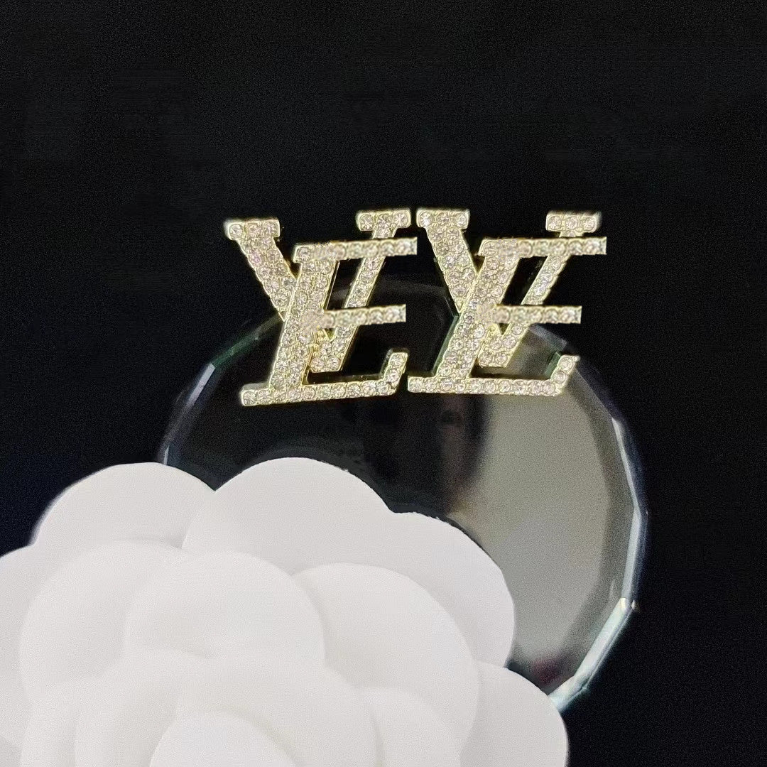 Women's & Men's Quality Collection Trending Rhinestone Letters Sier Earrings