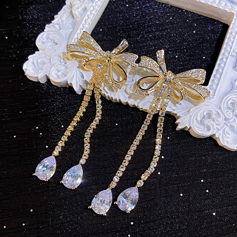 Fashion Zirconia Micro Inlaid Zircon Long Earrings