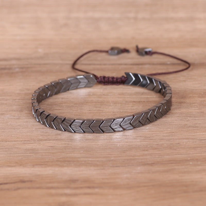 Men's Color Gall Stone Arrow Punk Hand-woven Bracelets
