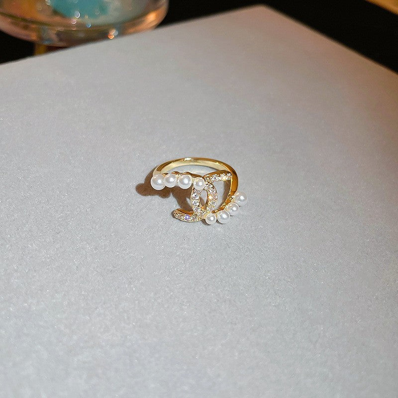 Electroplated Freshwater Pearl Zircon Stitching Butterfly Exquisite Rings