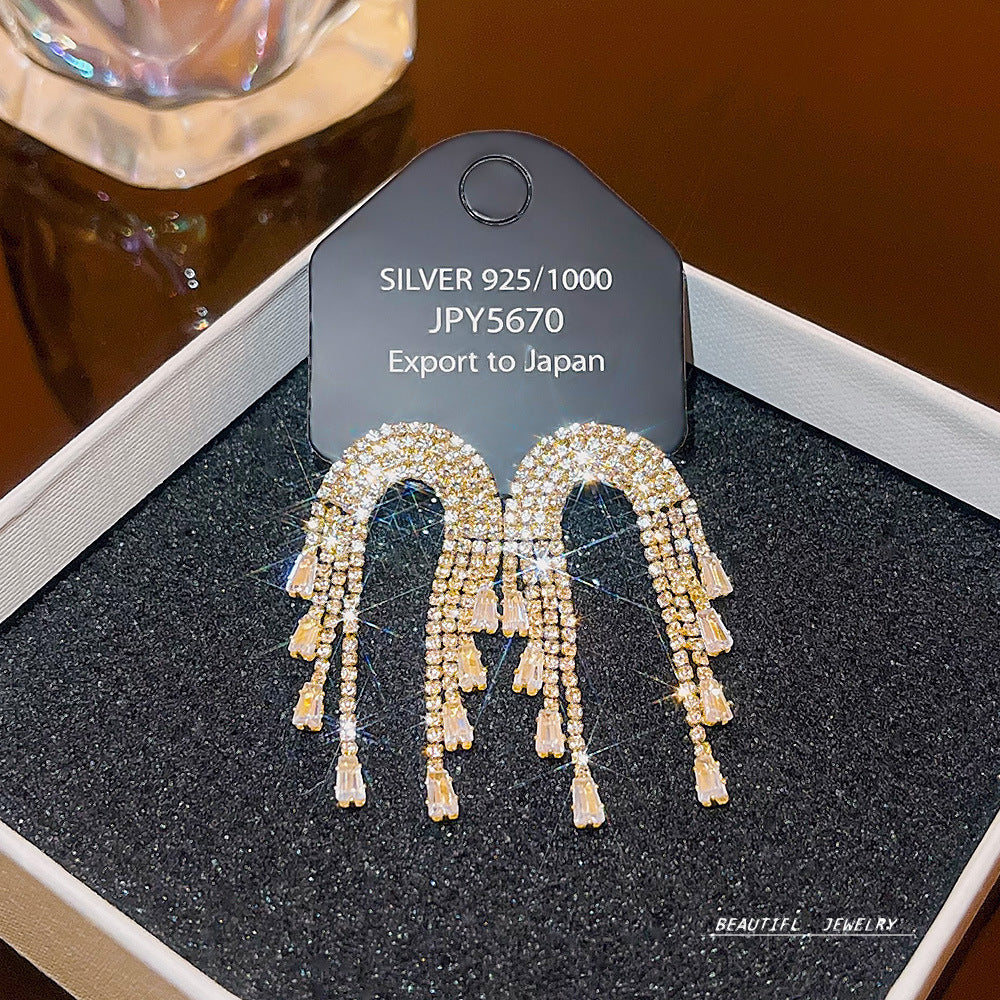 Women's Zircon Tassel High-grade Light Luxury Delicate Earrings
