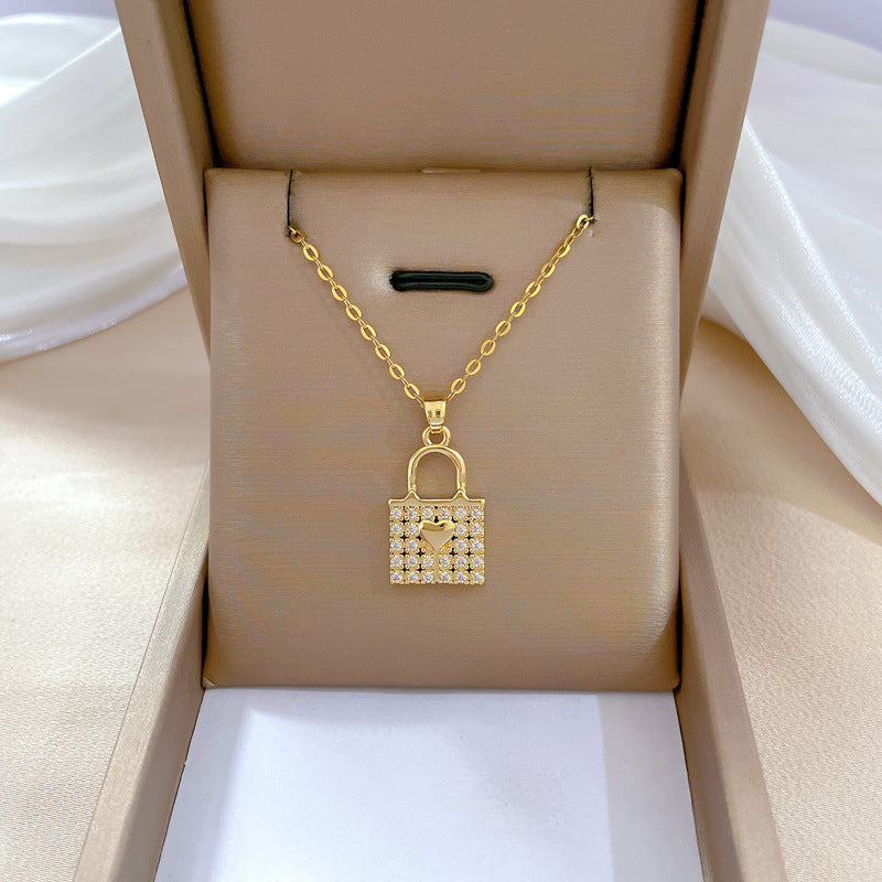 Steel Light Luxury Full Diamond Design Temperament Necklaces