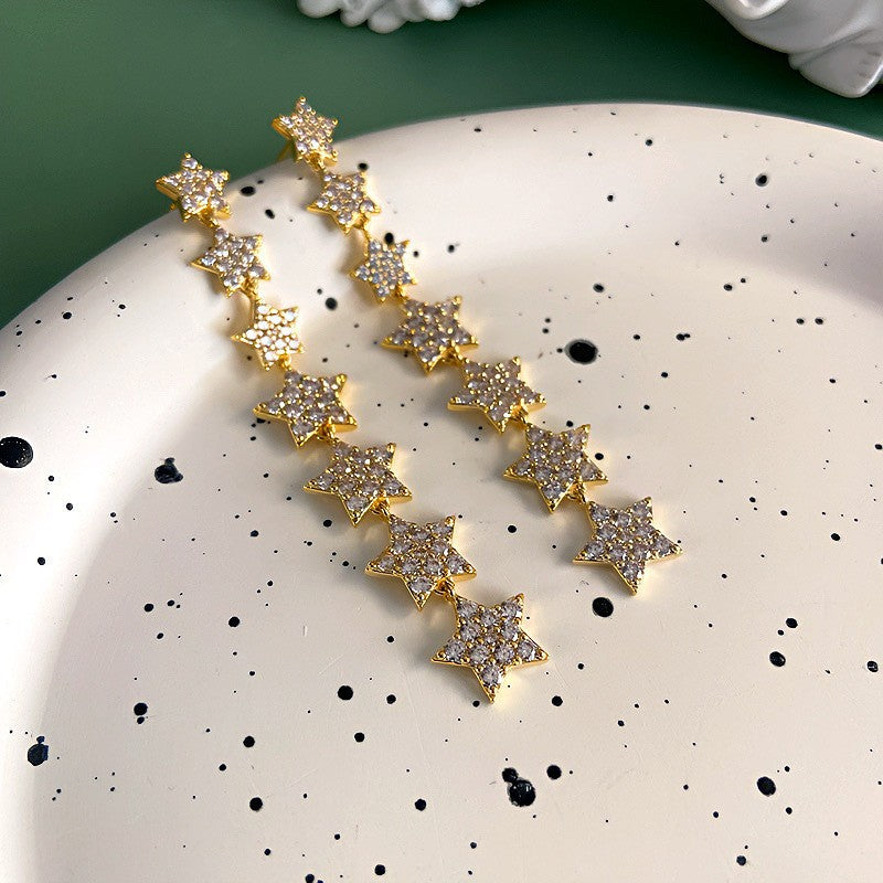 Fashion Zirconia Micro Inlaid Zircon Long Earrings