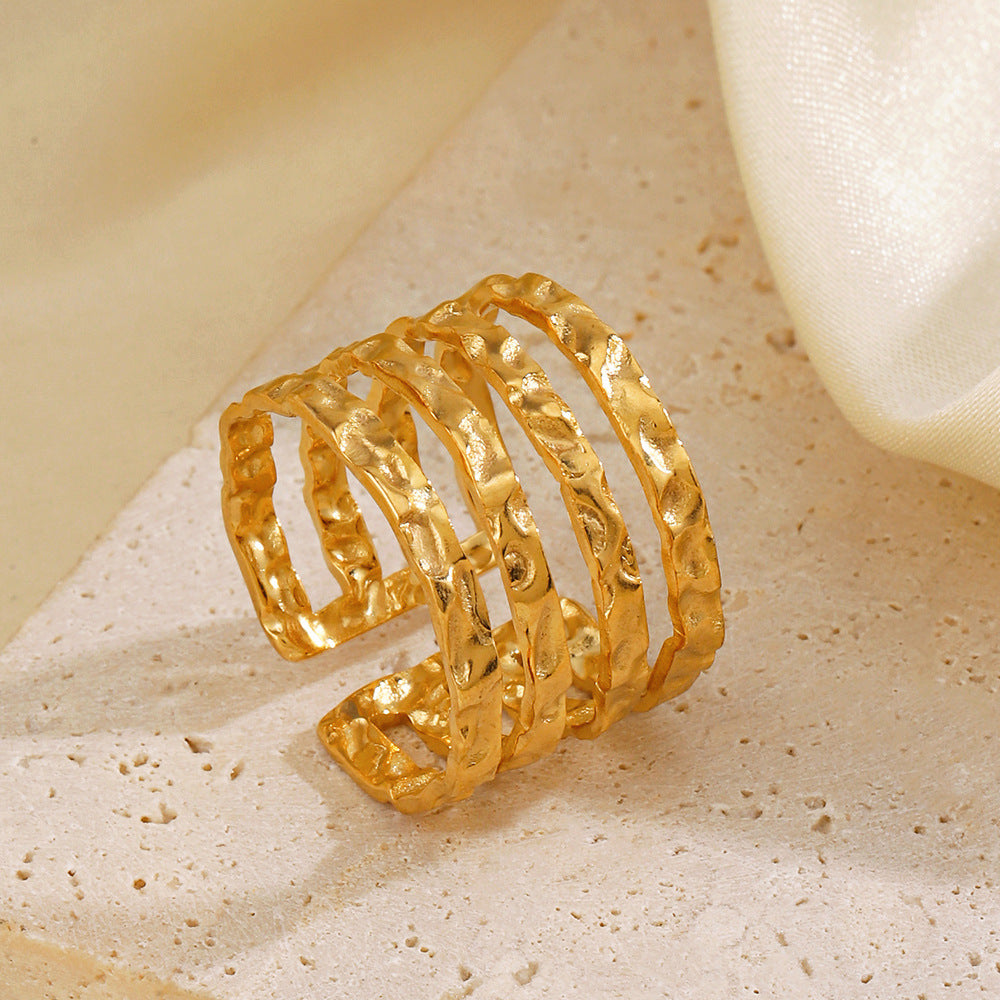Women's Steel Line Open French Retro Simple Rings