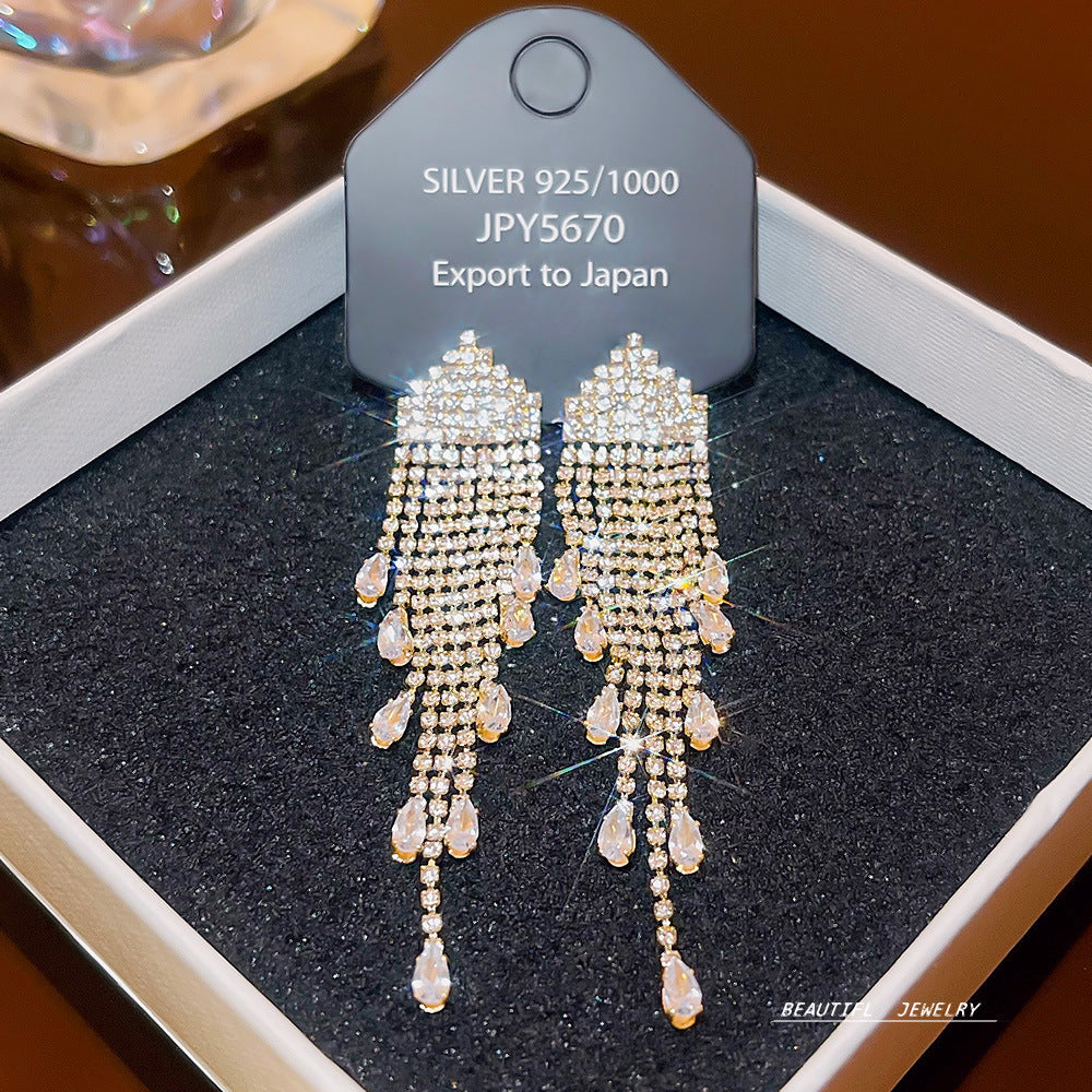 Women's Zircon Tassel High-grade Light Luxury Delicate Earrings