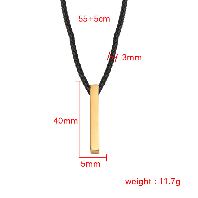 Titanium Steel Three-dimensional Bar Woven Leather Necklaces