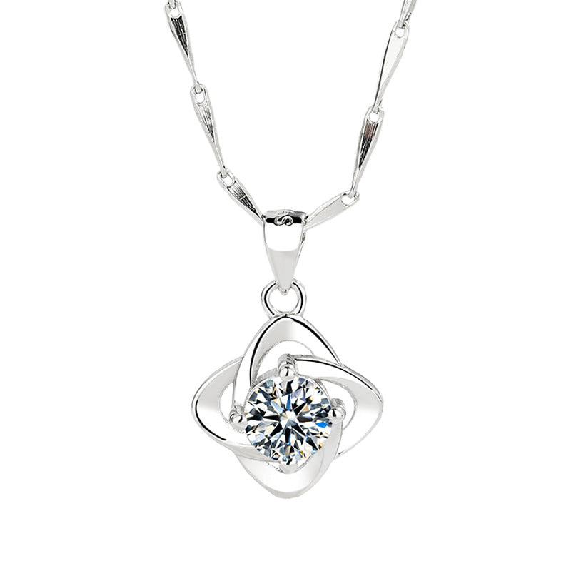 Women's Sier Four-leaf Clover Fashion Korean Style Pure Necklaces