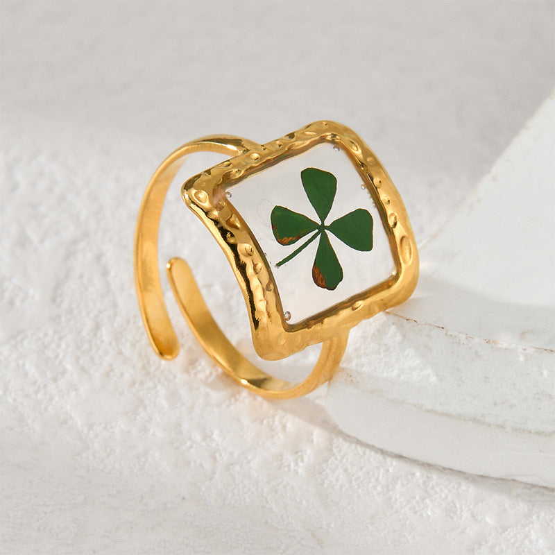 Titanium Steel Simple Light Luxury Preserved Fresh Flower Cold Rings
