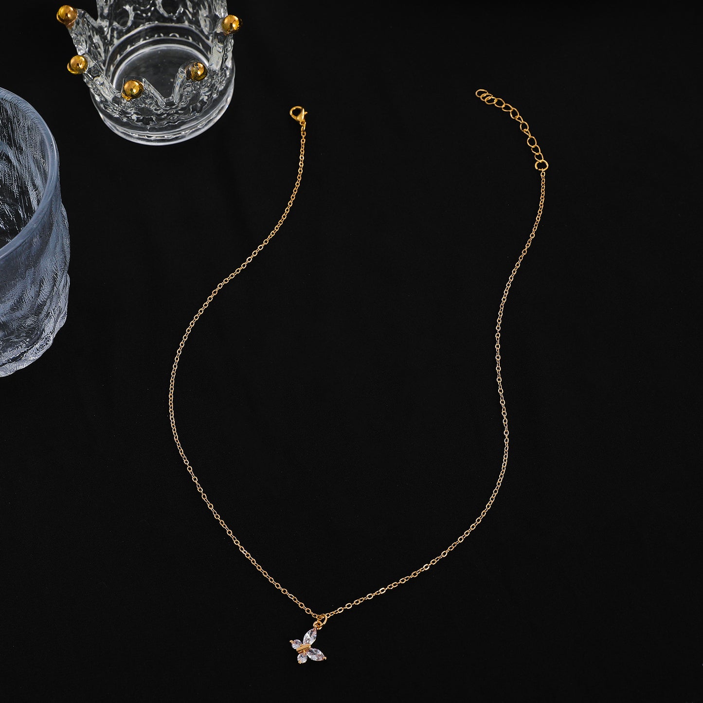 Women's Transparent Crystal Butterfly For French Entry Necklaces