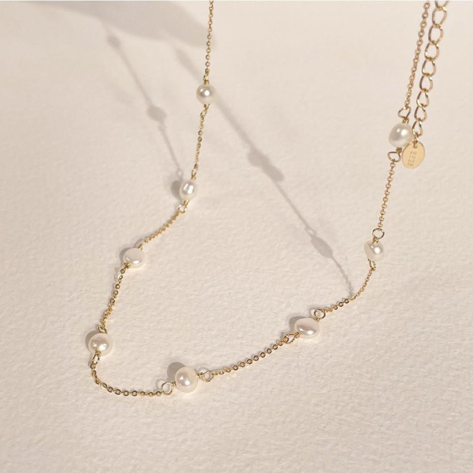 Korean Style Sterling Sier Pearl Bead Necklaces