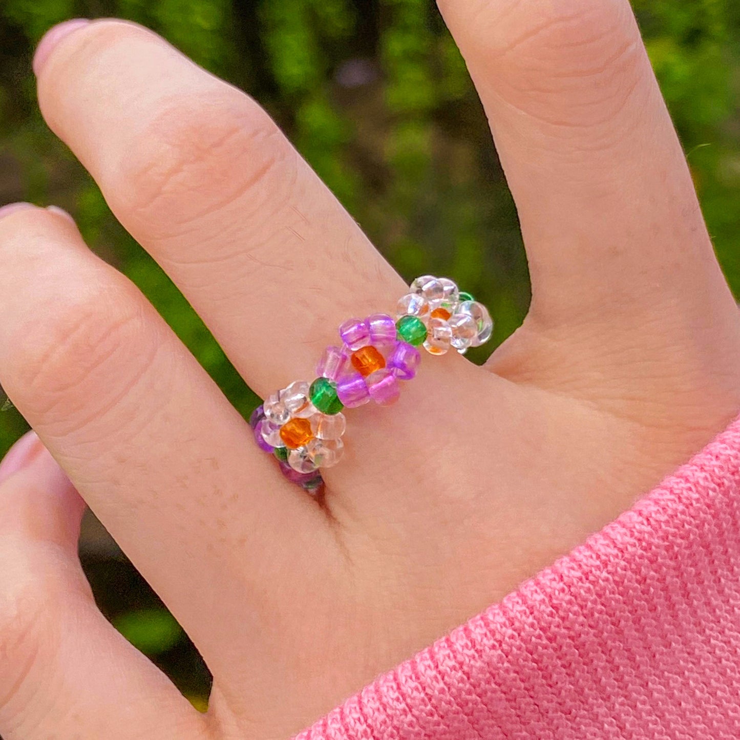 Color Stretch Crystal Beads Female Design Sense Rings
