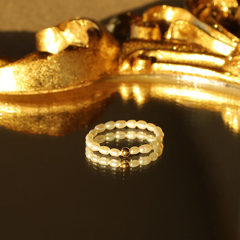 Natural Grain Of Rice Freshwater Pearl Rings