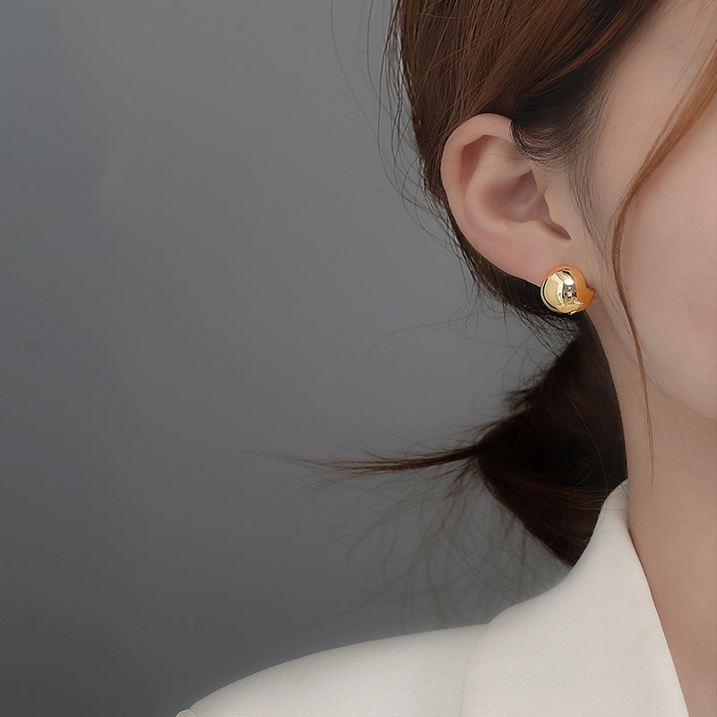 Sier Ear Bright Surface Electroplated Real Gold Cold Earrings