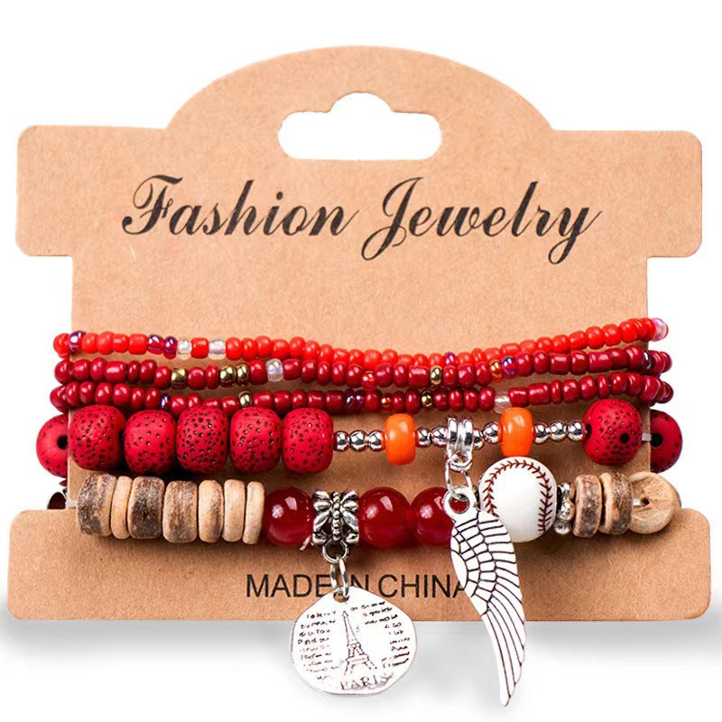 Bohemian Beads Wings Tower Elastic String Ethnic Bracelets