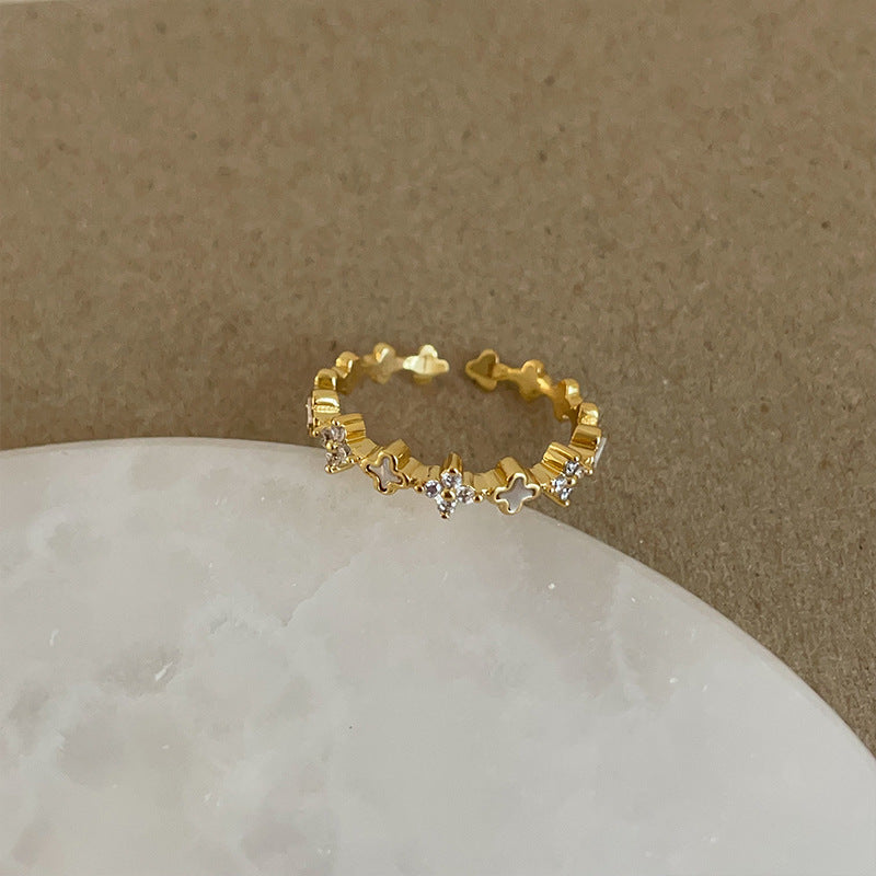Flower Open Female Niche Retro Affordable Rings
