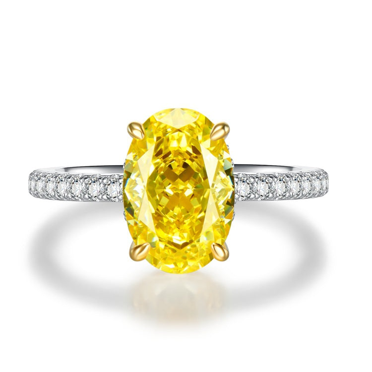 Women's Jewelry Sier High Carbon Diamond Oval Rings