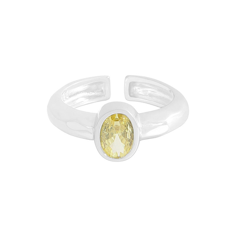 Interest Light Luxury Design Oval Zircon Sterling Rings