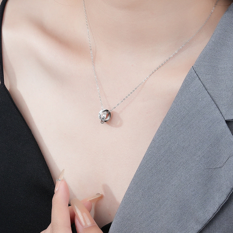 Sier Mobius Strip Couple Fashion Clavicle Necklaces