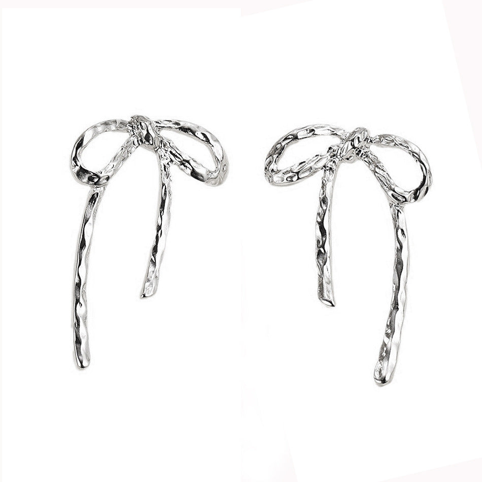 Women's Irregular Metal Bow Design Sense Niche Earrings