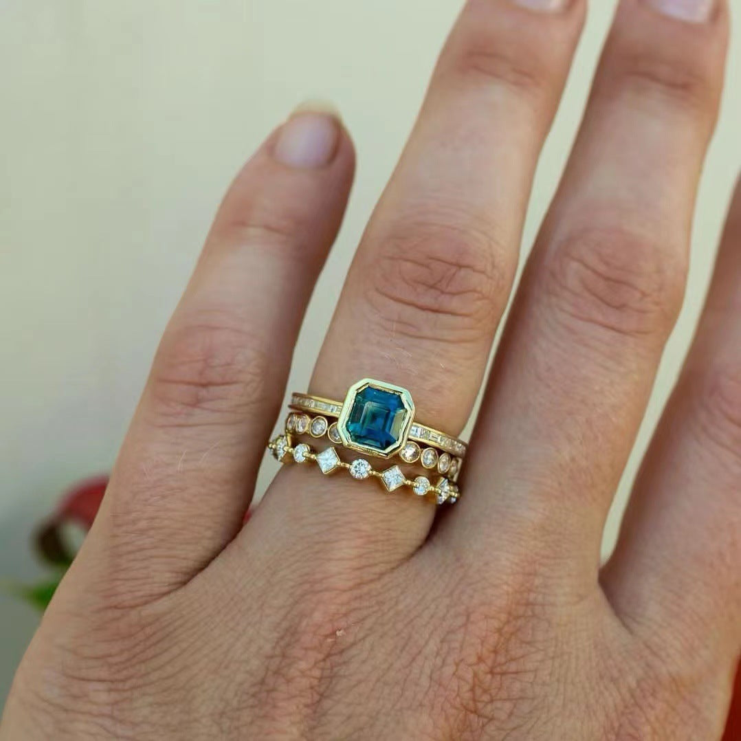Creative Style Ladies Three-piece Gold-plated Inlaid Rings