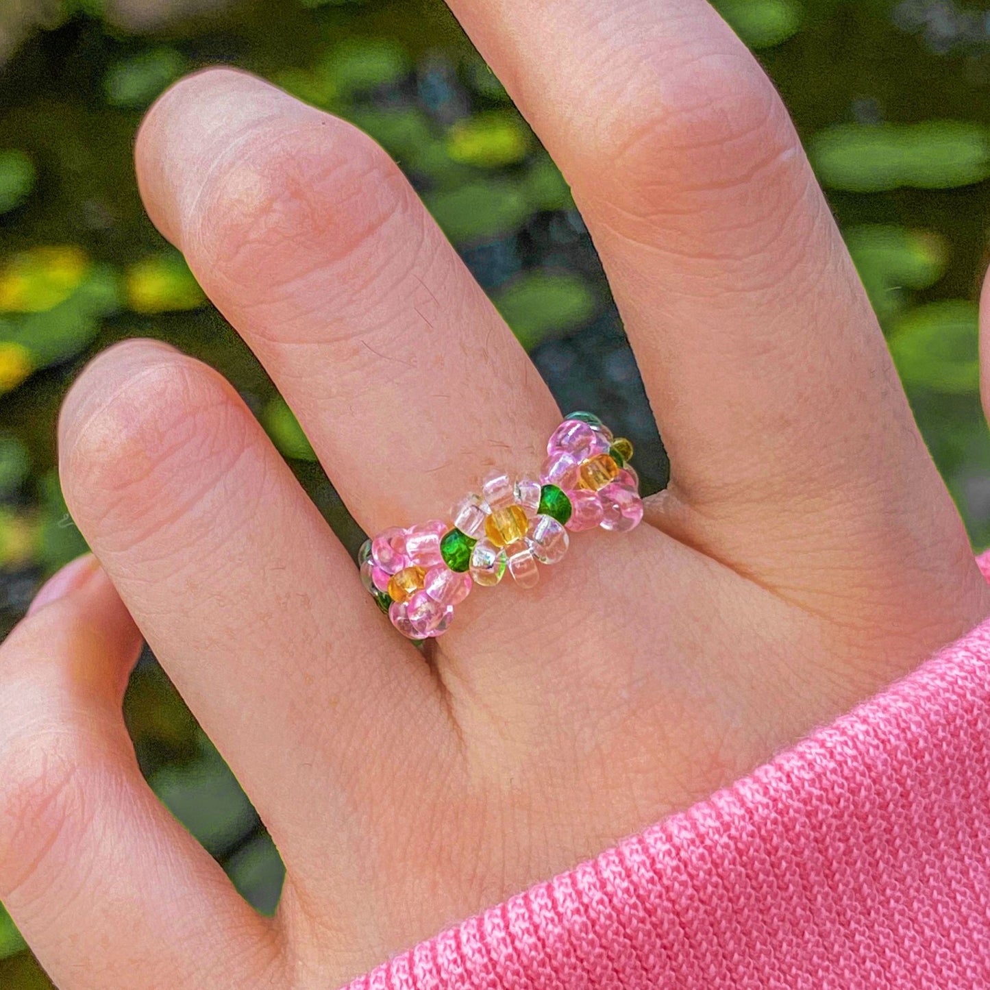 Color Stretch Crystal Beads Female Design Sense Rings