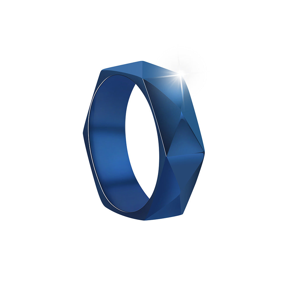 Men's Titanium Steel Ornament Diamond Cut Simple Rings