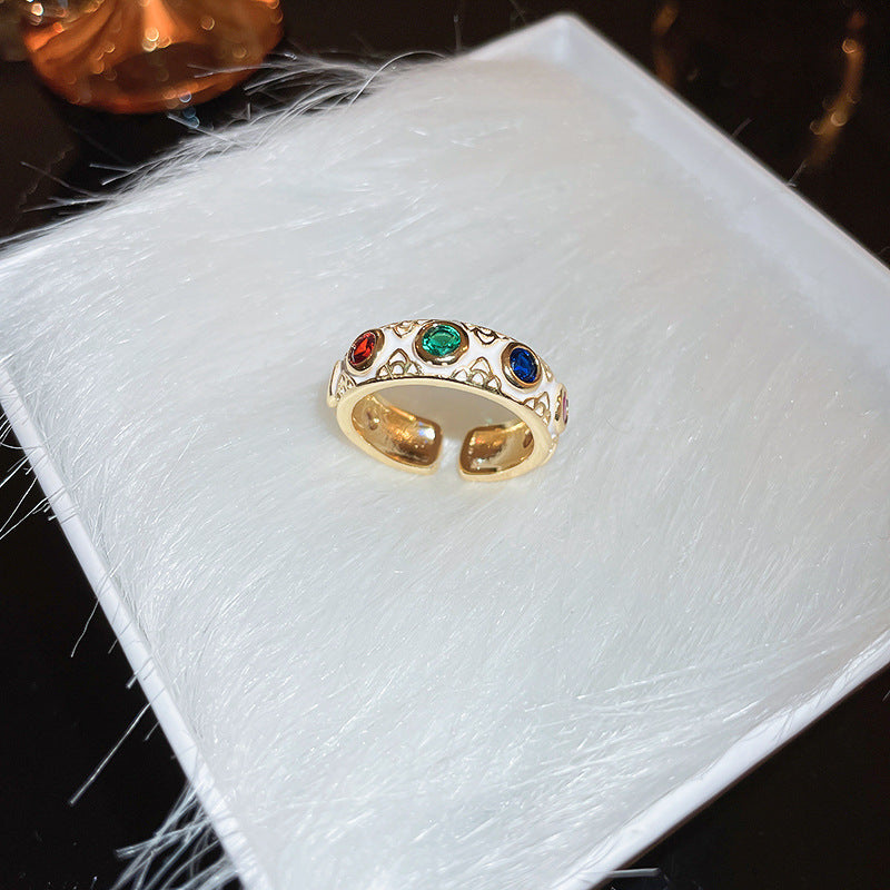 Open Hollow Zircon Butterfly Love Heart-shaped Rings