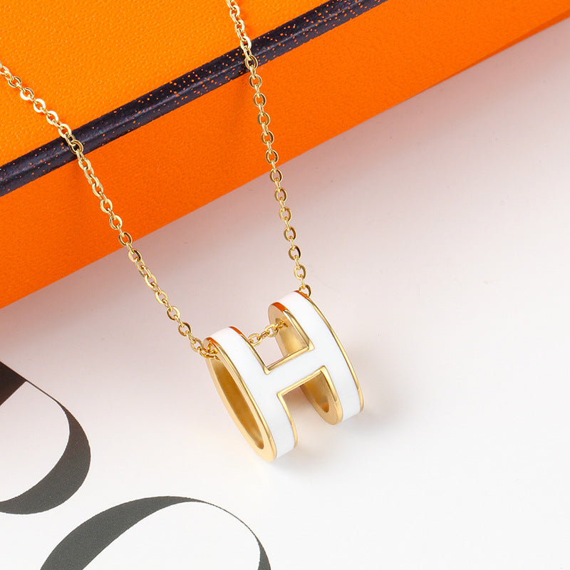 Temperamental Rose Gold Enamel Clavicle Chain Female Necklaces