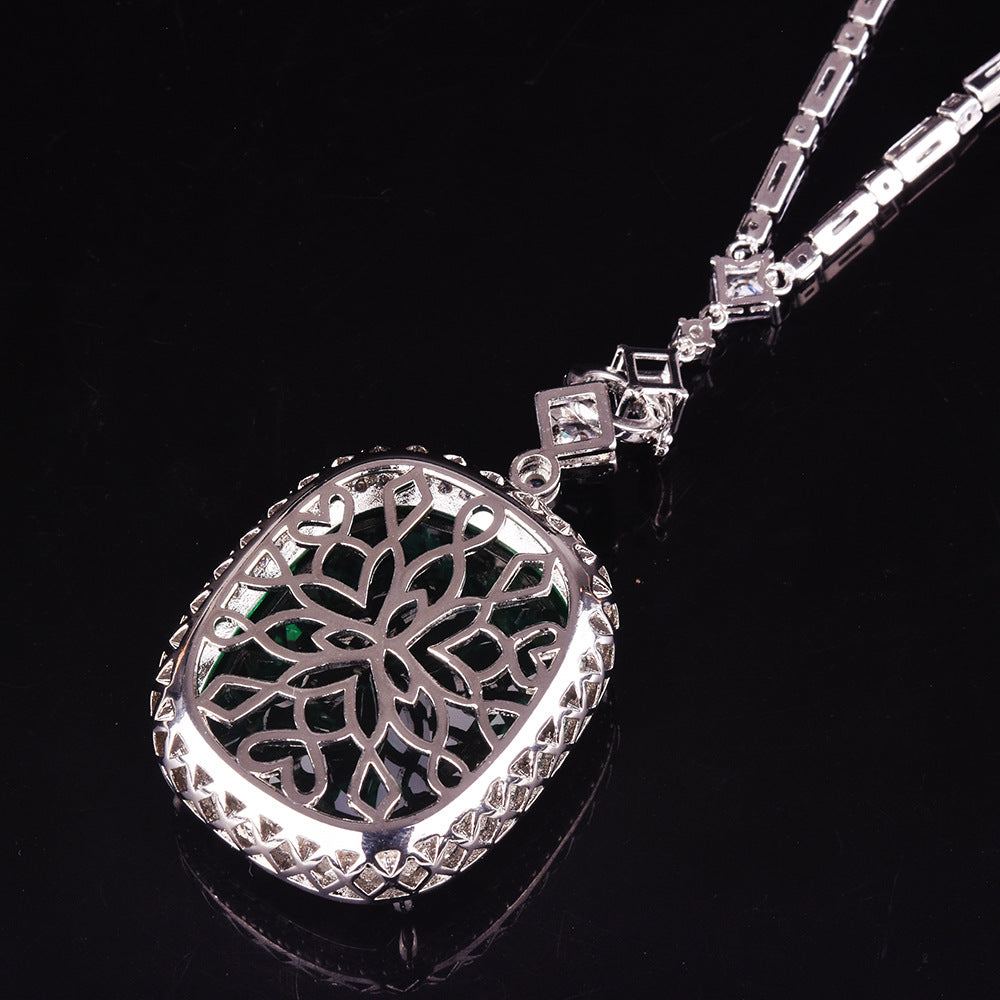 Women's Fat Rectangular Bird's Nest Cut Simulation Emerald Pendants