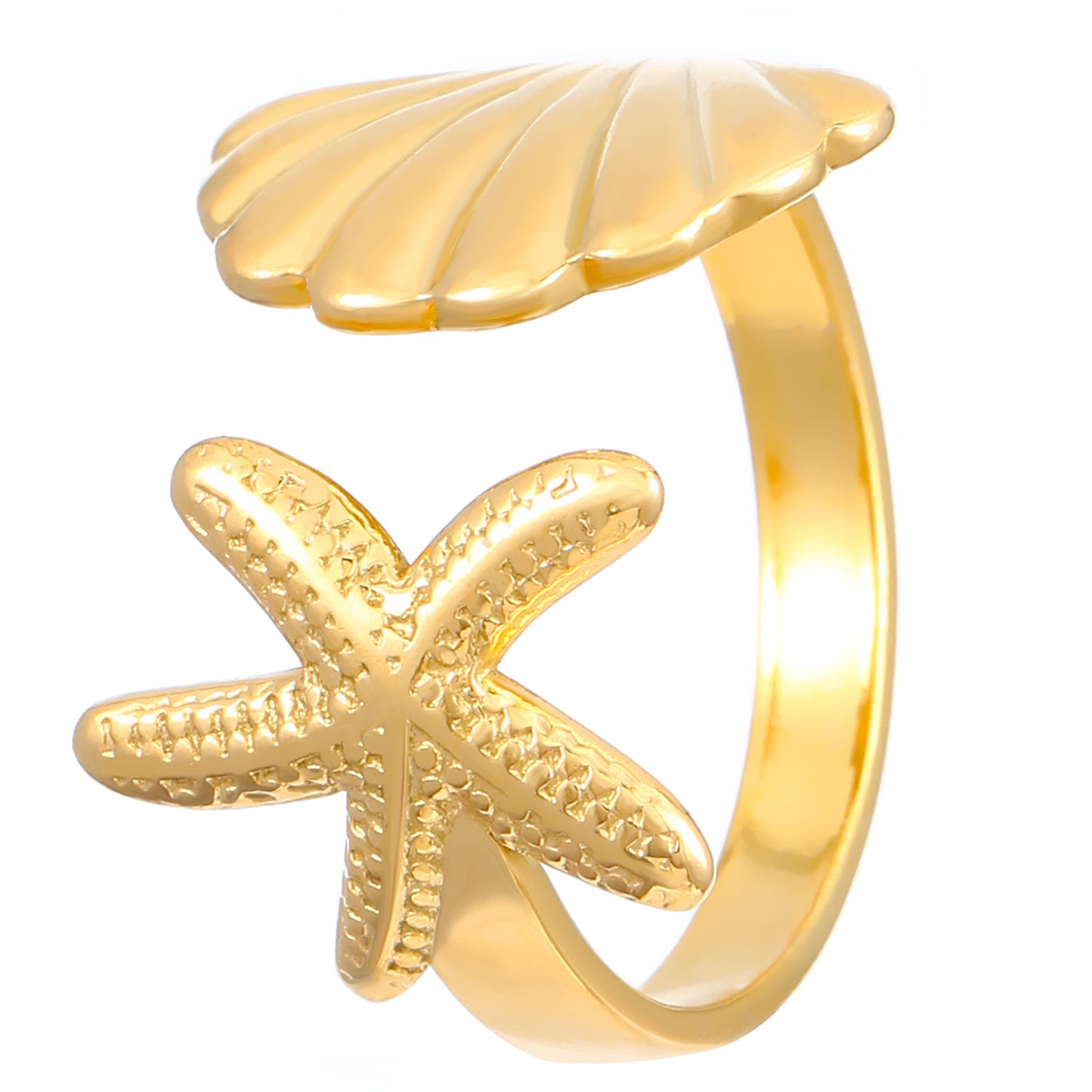 Female Starfish Sea Shell Ginkgo Leaf Ocean Rings