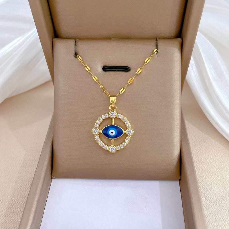 Steel Light Luxury Full Diamond Design Temperament Necklaces