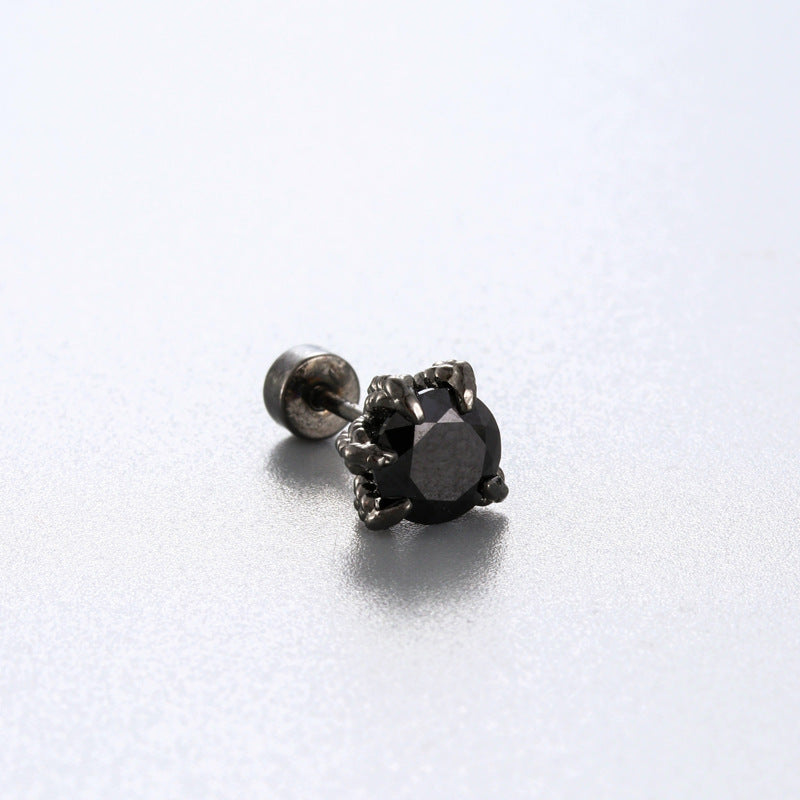 Sea Blue Zircon Couple Ear Bone Pin Titanium Earrings