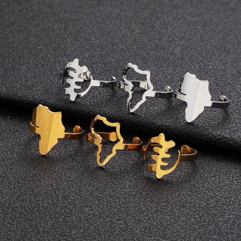 Women's Fashion Titanium Steel Glossy Gold Color Rings