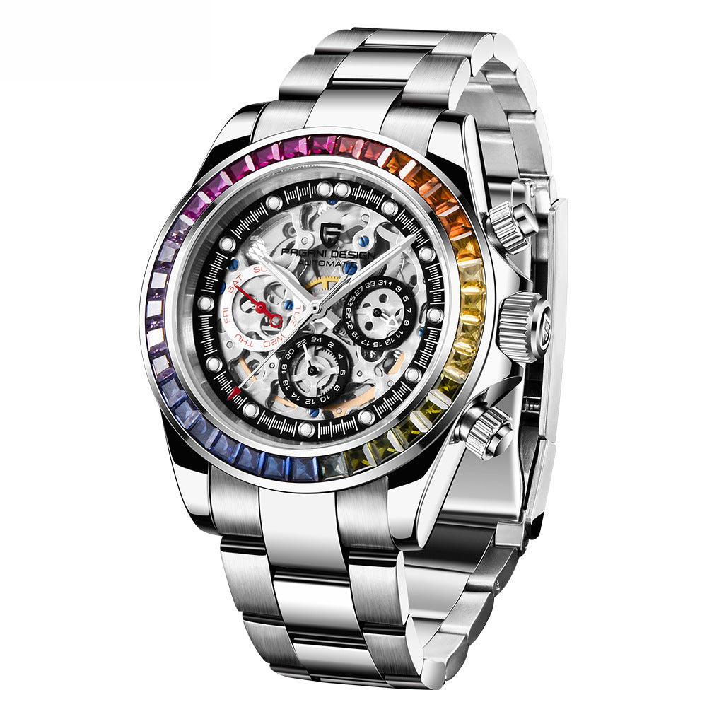 Men's Watch Automatic Hollow Movement Stainless Steel Mechanical Watches