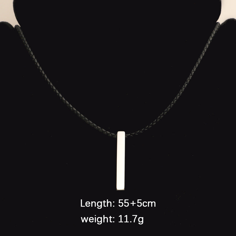 Titanium Steel Three-dimensional Bar Woven Leather Necklaces