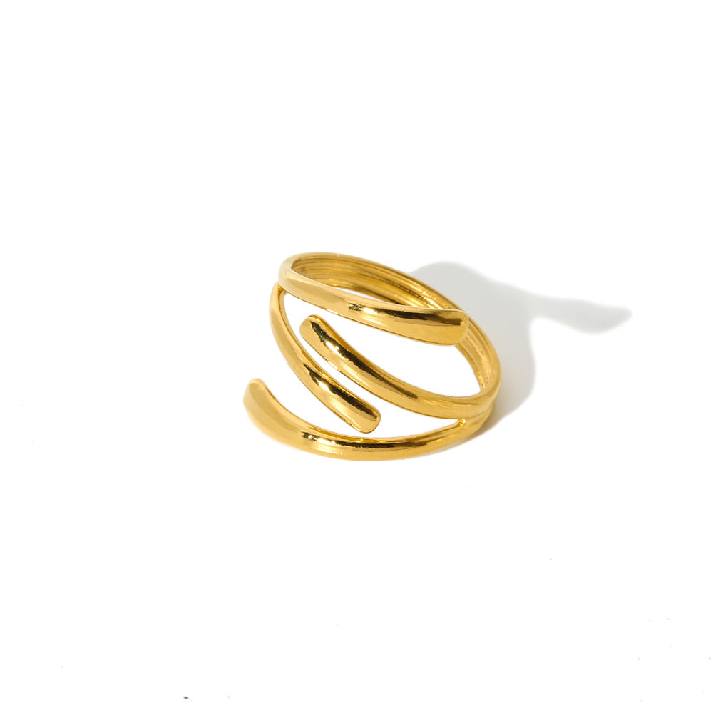 Titanium Steel Gold-plated Geometric Advanced Stainless Rings
