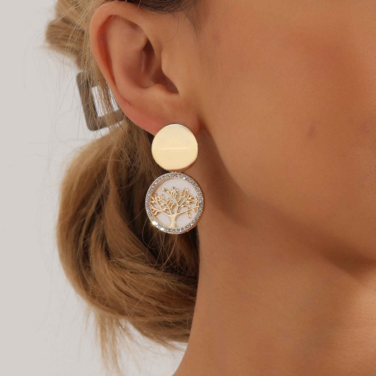 Metal Lucky Tree Elegant White Imitation Rings