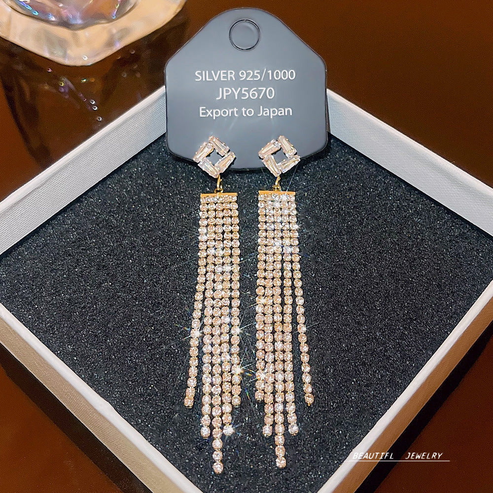 Women's Zircon Tassel High-grade Light Luxury Delicate Earrings