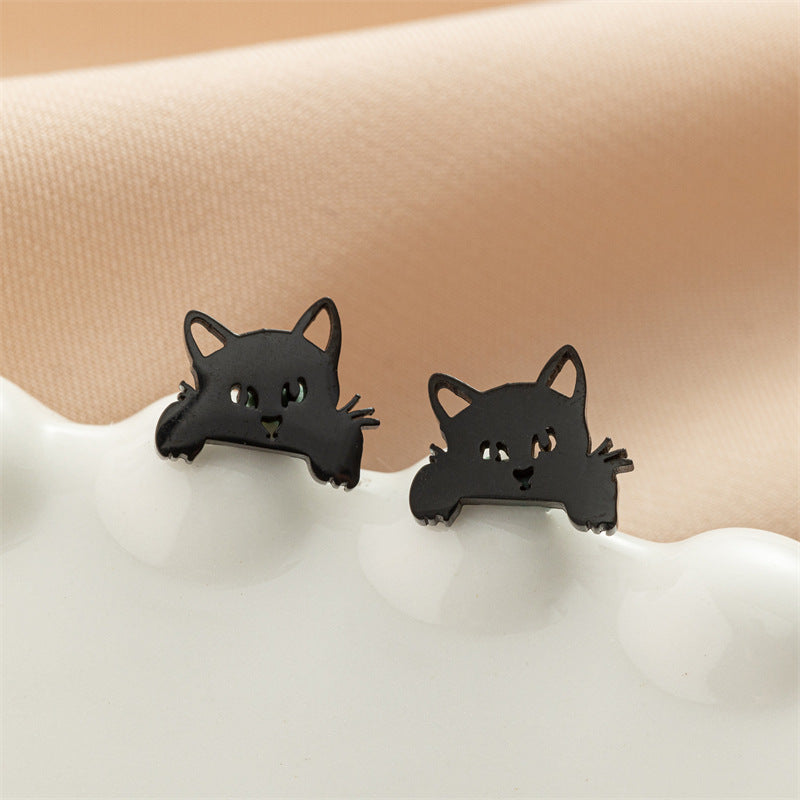 Stainless Steel Cute Simple Cartoon Animal Earrings