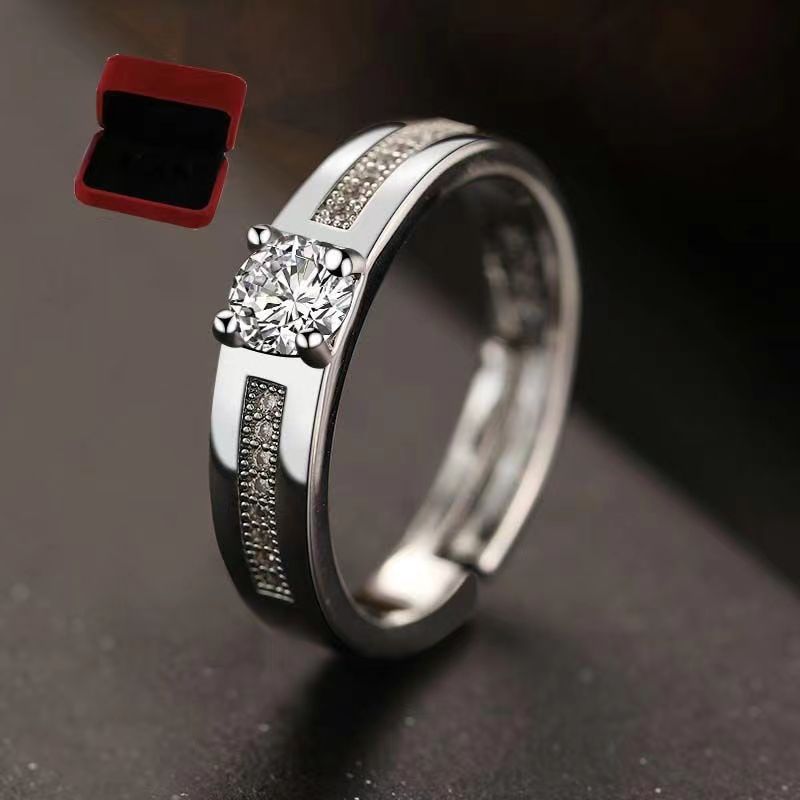 Couple Diamond Flash Simulation Wedding Adjustable Rings