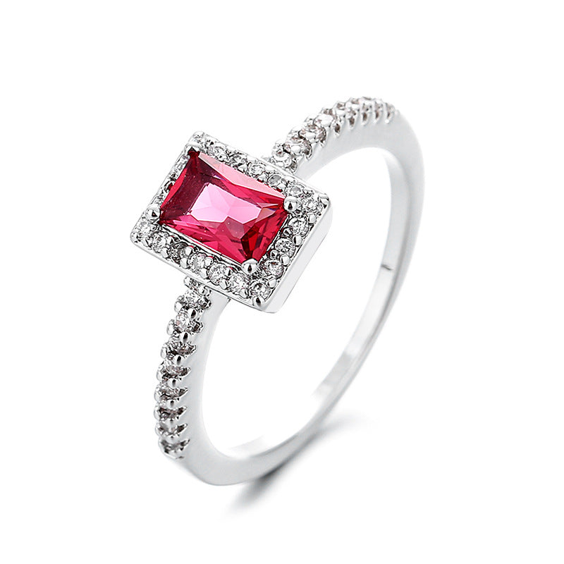 Zircon Female Light Luxury Square Diamond Engagement Rings