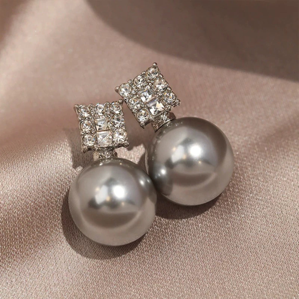 Women's Gold Plated French Entry Lux Pearl Fashion Dignified Earrings