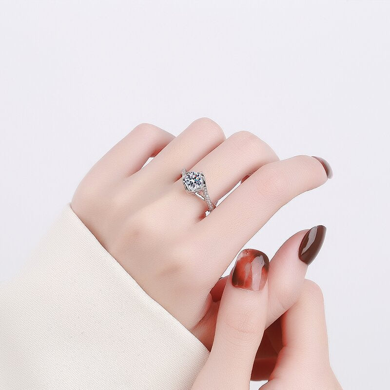 Women's Live Angel Kiss Sier Heart-shaped Open Rings