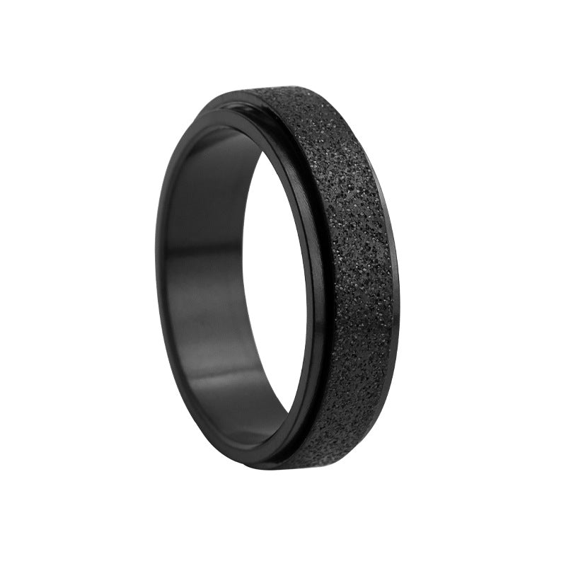 Standard Code Colorful Rose Gold Titanium Steel Frosted Rotatable Rings