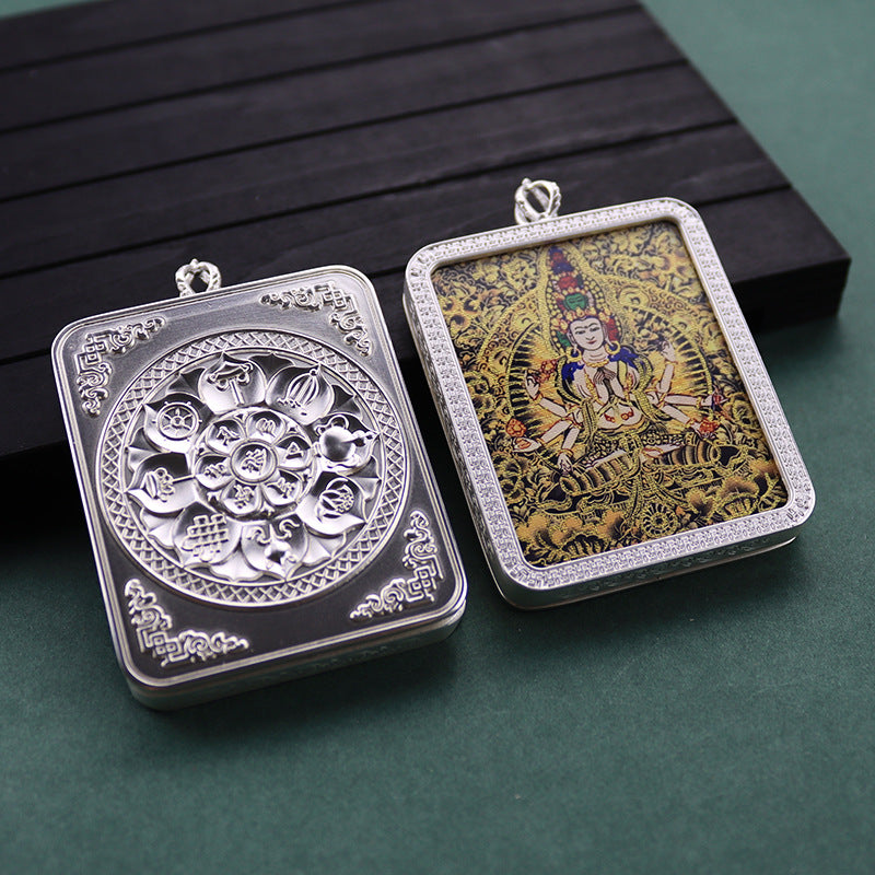 Gold Vajra Hand Painted Golden Outline Eight Patron Saints Pendants