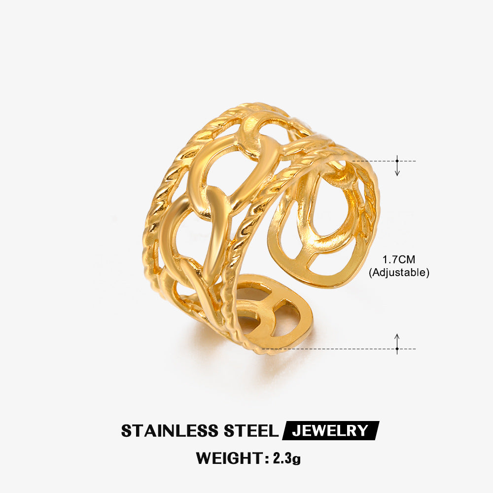Stainless Steel Chain Stylish Opening Adjustable Rings