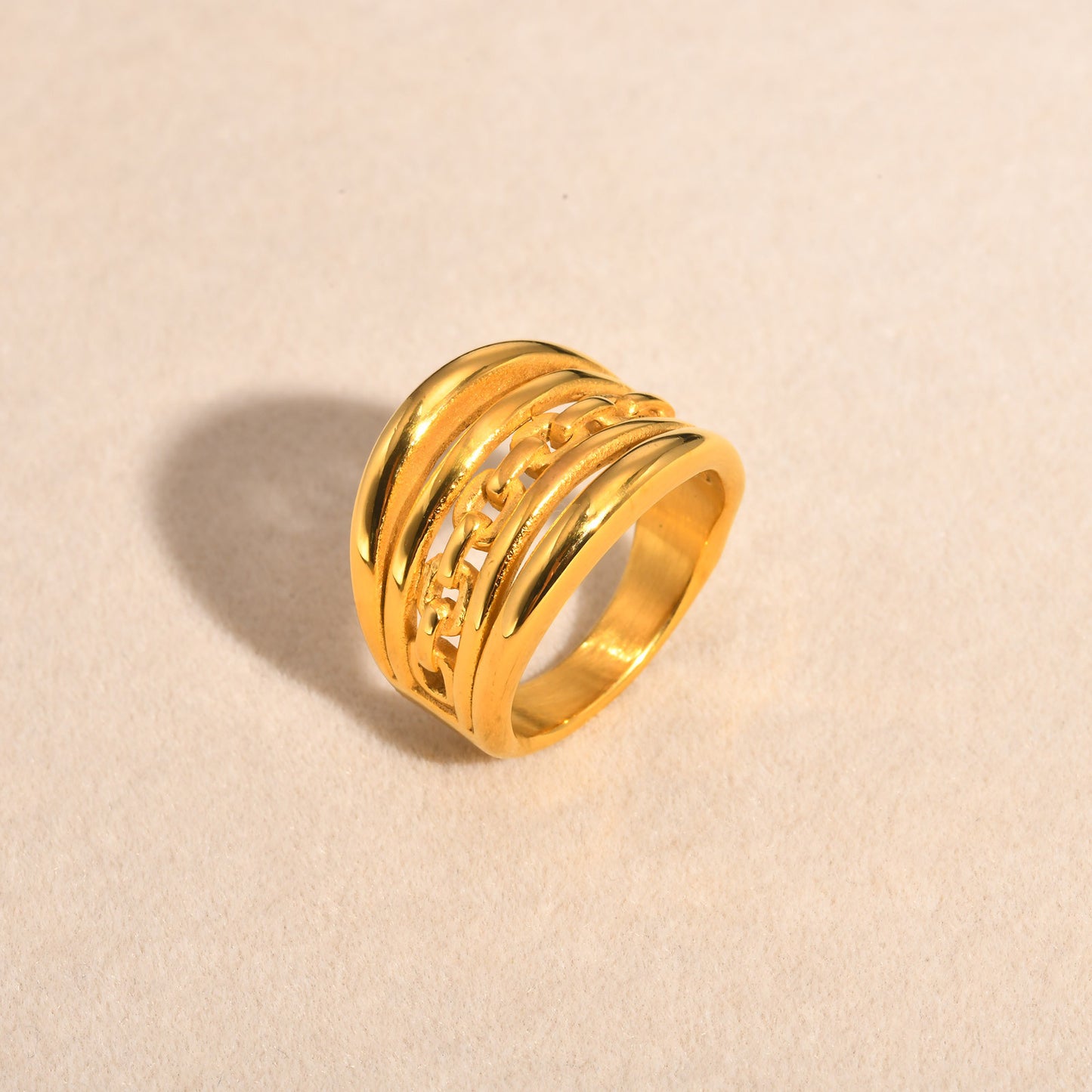 Women's Elegant Stainless Steel Gold French Vintage Style Rings