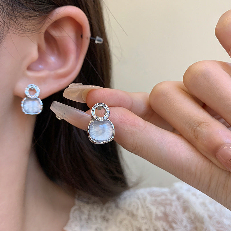 Women's Simple Opal Stone Ear Design High-grade Temperament Earrings