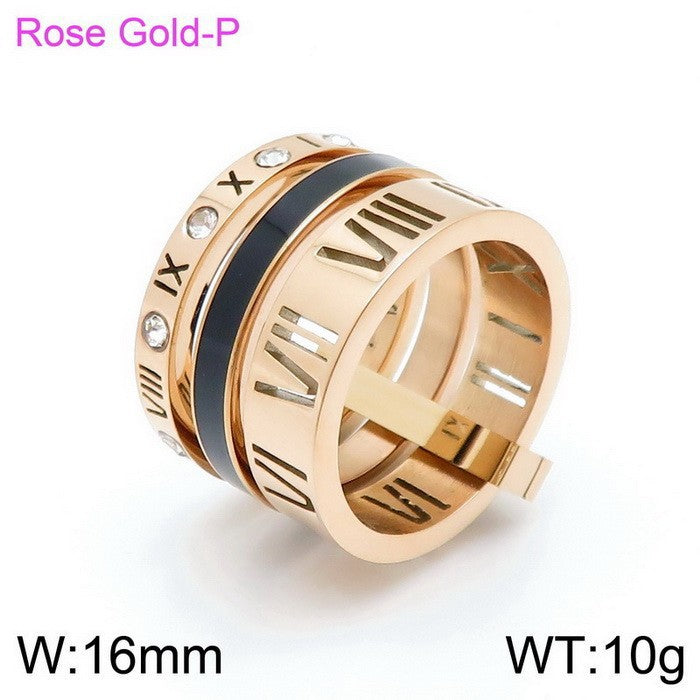 Women's Roman Letters Two-color Fashion Atmospheric Stainless Rings