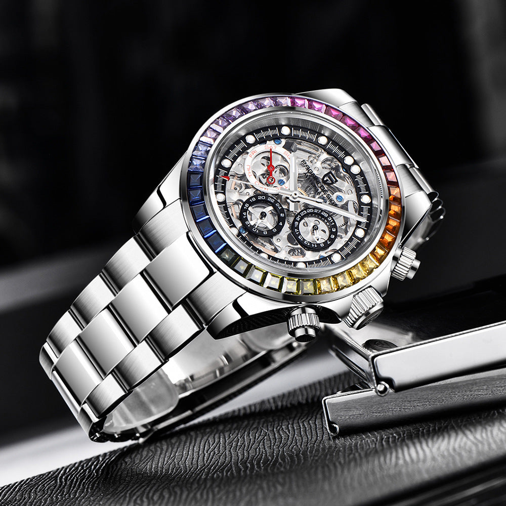 Men's Watch Automatic Hollow Movement Stainless Steel Mechanical Watches